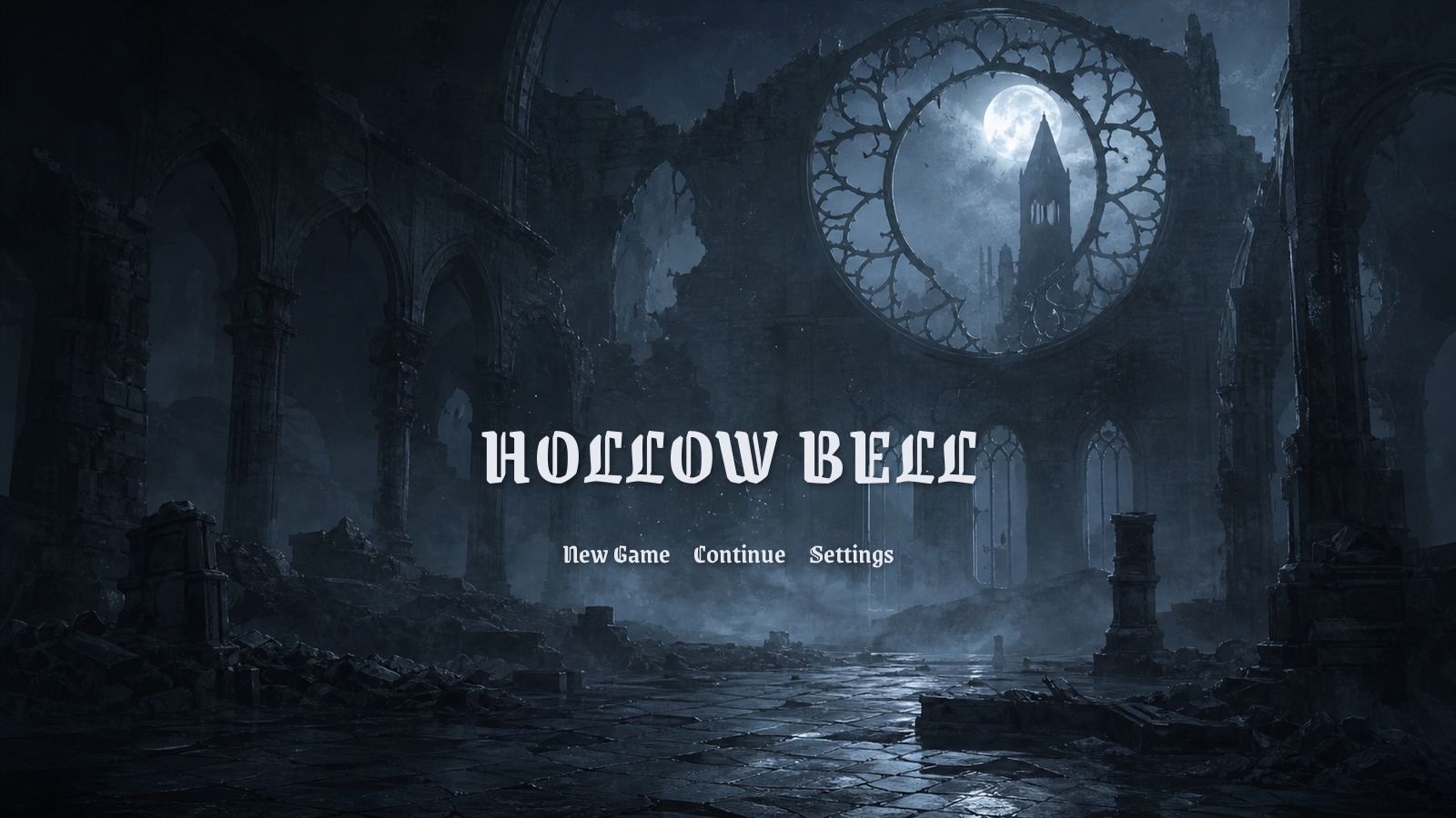 The same title screen with a matching gothic font that keeps the atmosphere